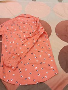 New Nation Men's Orange Floral Print Shirt
