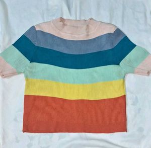 Rainbow Striped Knit Top
