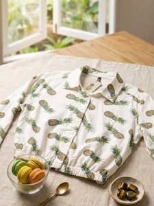 Chic Pineapple Print Button-Up Shirt🍍😍⚡