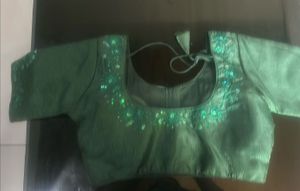 Not used Embroidered Green Blouse