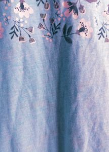Blue Floral Print Long Sleeve Top