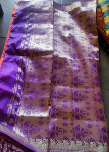 Elegant Purple & Gold Floral Saree