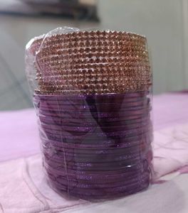 💜Elegant wine-golden metal bangles combo💜