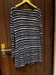 Striped V-Neck Ruched Tunic