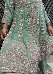 Beautiful Embellished Mint Green Kurta Set