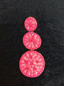 Pink Beaded Statement Earrings