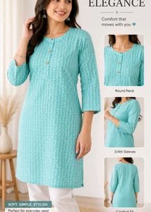 Stylish Aqua Printed Kurta