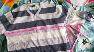 Striped V-Neck Pullover Sweater
