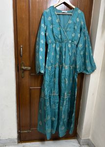 Teal Blue Floral Dress/Gown