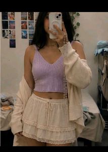 Lavender Crop Knit Top