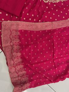 Rani colour silk suit handwork with beautif