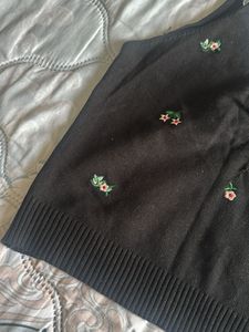 Vintage Floral Embroidered Knit Cami Top👚