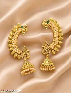Exquisite Gold Peacock Jhumka Earrings
