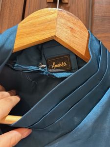 Elegant Teal Satin Sleeveless Top