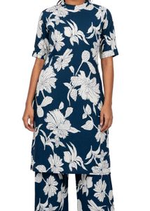 Stylish Navy Blue Floral Kurta
