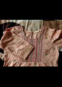 Elegant Peach Floral Anarkali Kurti
