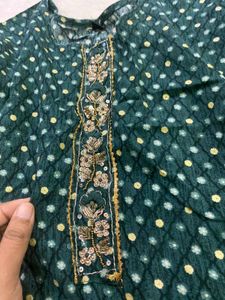 Dark Green Printed Kurti &amp; Pant Set