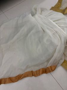 Elegant White dupatta with Golden Border