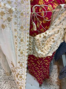 Elegant White &amp; Gold Embroidered Skirt