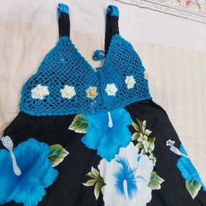 Floral Print Crochet Dress