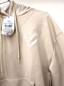 Shein Cream Hoodie with Heart Graphic