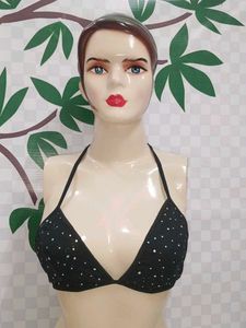(1300)Shein Black Glitter Bikini Top