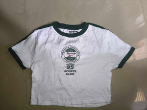 White Sports Club Cropped Ringer crop top