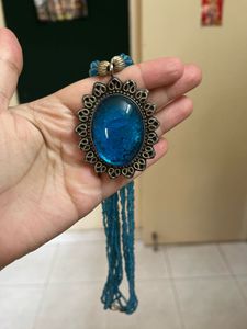 Vintage Blue Stone Pendant Necklace