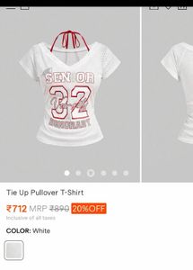White Tie-Up Pullover T-Shirt