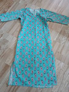 Teal Paisley Print Kurta
