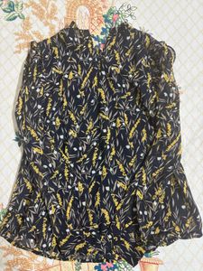 Formal Floral Smocked High Neck Blouse