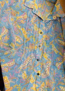 Blue Paisley Print Sheer Blouse
