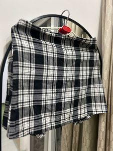 ATMOSPHERE Plaid Dual Front Zipper Mini Skirt