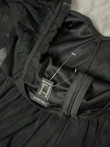 Chic Black Sheer Sleeve Dress