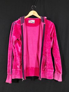 Pink Velour Zip Up Hoodie With Free 🆓 Gift 🎁