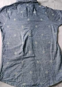 Blue Denim Style Short Sleeve Shirt