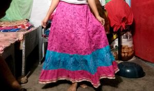 Vibrant Pink &amp; Blue Ethnic Skirt