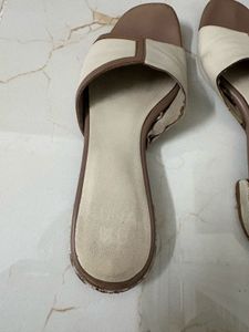 Stylish Beige &amp; Brown Flat Sandals