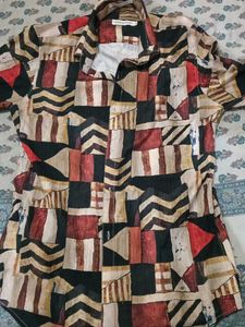 Abstract Print Button-Up Shirt