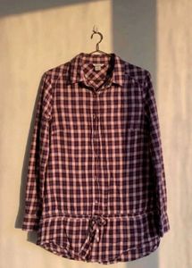 Purple Plaid Button-Up Shirt