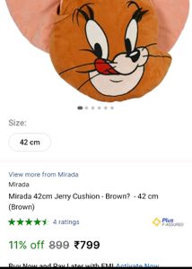 Mirada Jerry 42cms Cushion Soft Toy