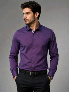 Men's Purple Striped Dress Shirt