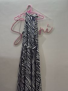 Zebra Print Halter Neck Maxi Dress Brand New