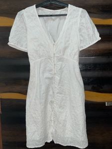 Chic White Button-Up Mini Dress