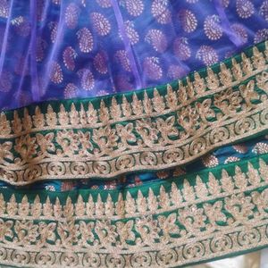Purple brocade Lehenga saree By Neena Sehgal