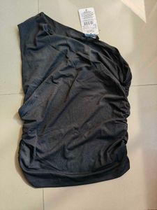 Chic Dark Grey One-Shoulder Top