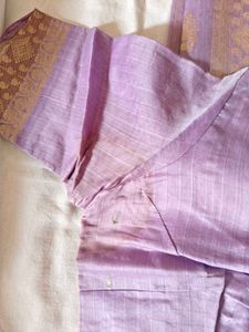 Lavender Chanderi Cotton Zari Saree