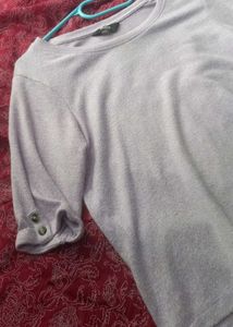 Mauve Heathered knitten cotton Slim-fit top.