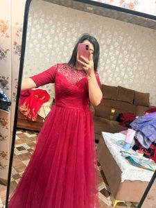 Elegant Red Embellished Gown