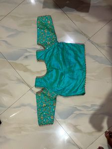 Sea Green Embroidered Off Shoulder Blouse